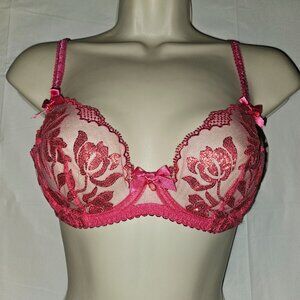 Agent Provocateur Sparkle Hot Pink Plunge Underwire Bra NWT